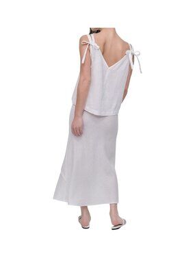 NWT DKNY 100% Linen Tie-Strap Tank Top White XL MSRP $79
